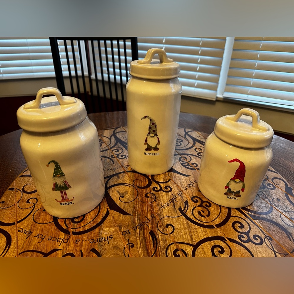 Rae Dunn Christmas Gnome Cannisters